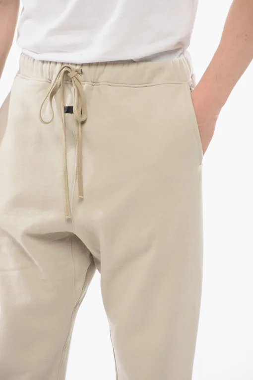 Outlet Joggers in Cotone a Tinta Unita con Patch Logo a Contrasto Uomo Pantaloni