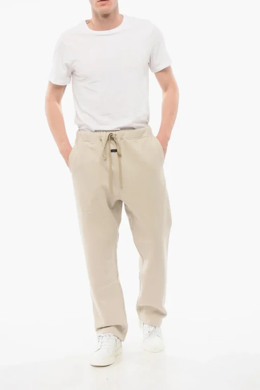 Outlet Joggers in Cotone a Tinta Unita con Patch Logo a Contrasto Uomo Pantaloni