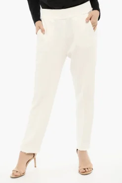 Clearance Joggers in Cotone ad Orlo Sfrangiato con Logo Laterale Donna Pantaloni
