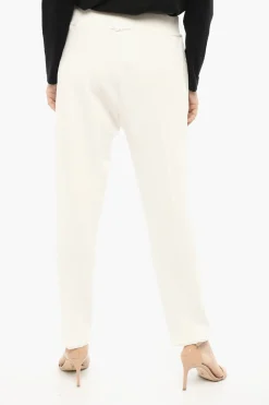 Clearance Joggers in Cotone ad Orlo Sfrangiato con Logo Laterale Donna Pantaloni