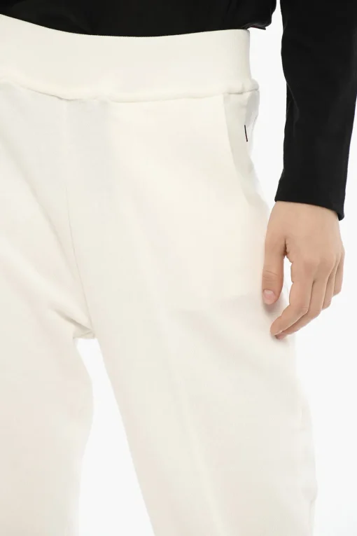 Clearance Joggers in Cotone ad Orlo Sfrangiato con Logo Laterale Donna Pantaloni
