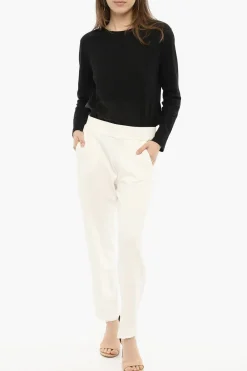 Clearance Joggers in Cotone ad Orlo Sfrangiato con Logo Laterale Donna Pantaloni