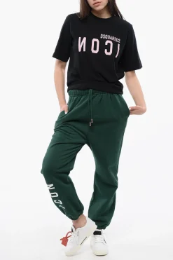 New Joggers In Cotone con Coulisse in Vita Donna Pantaloni