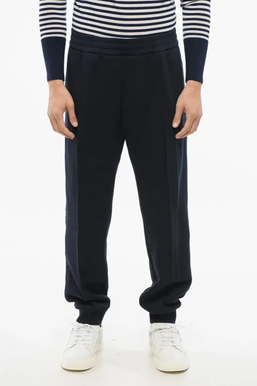 New Joggers in Cotone con Pince Frontale e Logo Ricamato Uomo Pantaloni