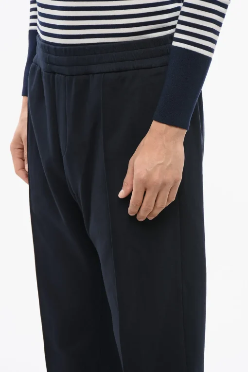 New Joggers in Cotone con Pince Frontale e Logo Ricamato Uomo Pantaloni
