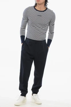 New Joggers in Cotone con Pince Frontale e Logo Ricamato Uomo Pantaloni