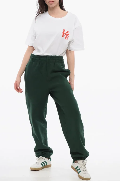 Online Joggers in Cotone Felpato con Polsini Donna Pantaloni
