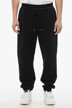 Discount Joggers in Cotone Felpato con Dettaglio in Nylon e Polsini Uomo Pantaloni