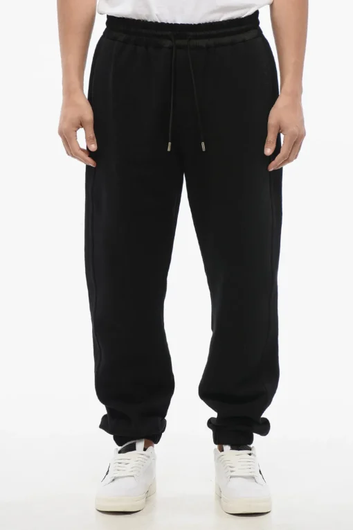 Discount Joggers in Cotone Felpato con Dettaglio in Nylon e Polsini Uomo Pantaloni