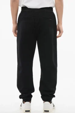 Discount Joggers in Cotone Felpato con Dettaglio in Nylon e Polsini Uomo Pantaloni