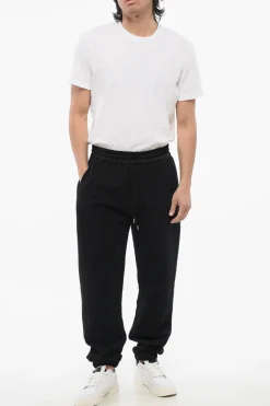Discount Joggers in Cotone Felpato con Dettaglio in Nylon e Polsini Uomo Pantaloni
