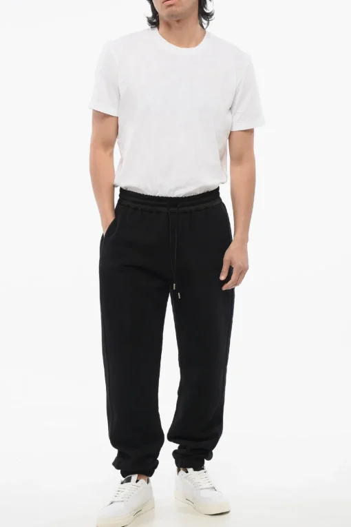 Discount Joggers in Cotone Felpato con Dettaglio in Nylon e Polsini Uomo Pantaloni