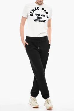 Sale Joggers in Cotone Garzato CREST LOGO con Polsini Donna Pantaloni