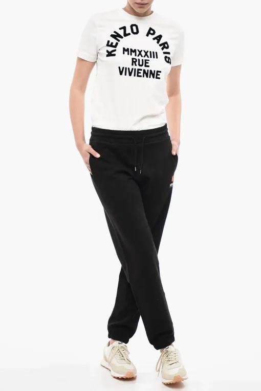 Sale Joggers in Cotone Garzato CREST LOGO con Polsini Donna Pantaloni