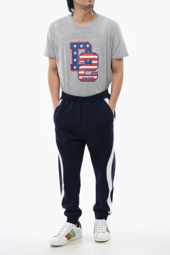 Joggers In Cotone Garzato Relax Fit Con Bande A Contrasto></noscript>Dsquared2 Sale