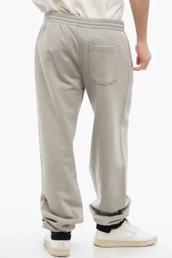 Discount Joggers in Cotone Garzato in Tinta Unita con Logo in Rilievo Uomo Pantaloni