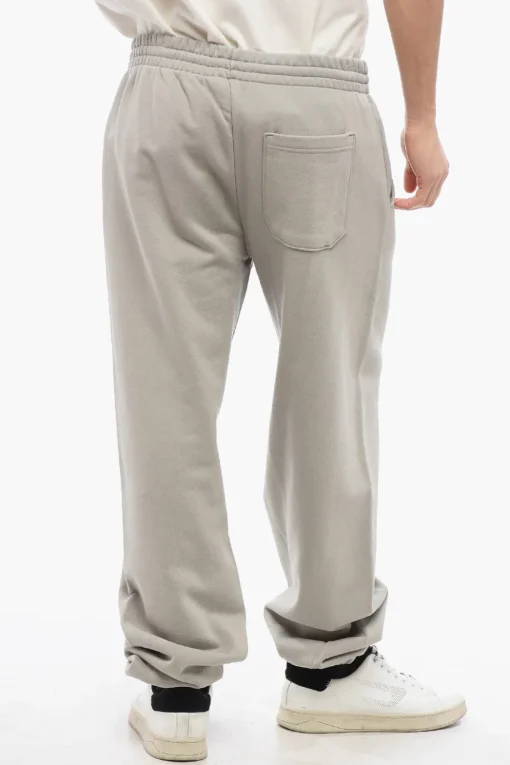 Discount Joggers in Cotone Garzato in Tinta Unita con Logo in Rilievo Uomo Pantaloni