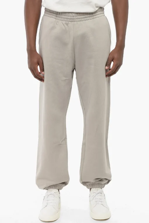 Discount Joggers in Cotone Garzato in Tinta Unita con Logo in Rilievo Uomo Pantaloni