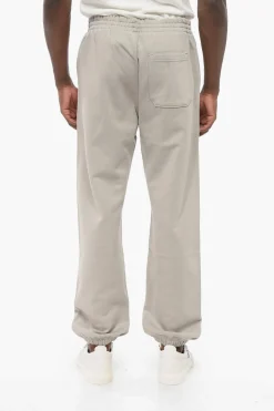 Discount Joggers in Cotone Garzato in Tinta Unita con Logo in Rilievo Uomo Pantaloni