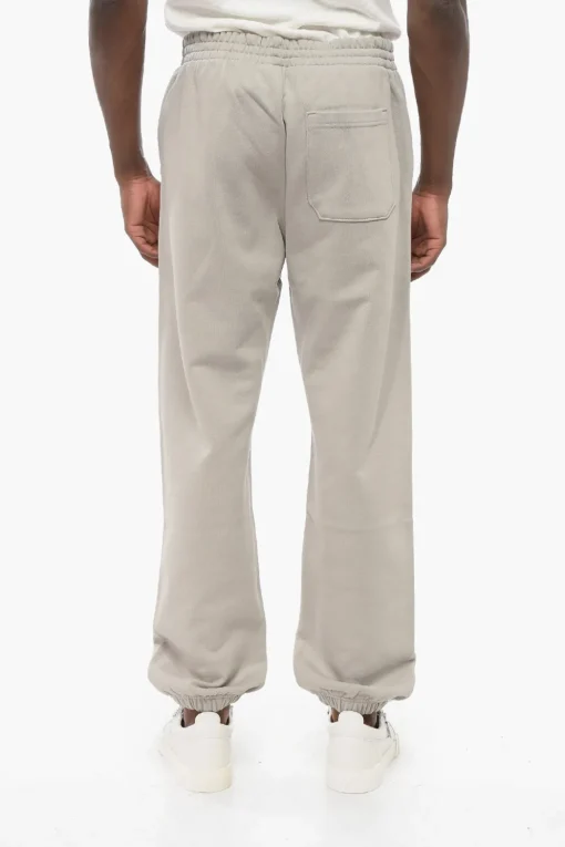 Discount Joggers in Cotone Garzato in Tinta Unita con Logo in Rilievo Uomo Pantaloni