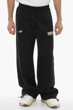 Online Joggers in Cotone Garzato con Elastico in Vita Uomo Pantaloni