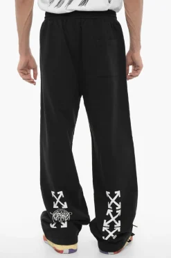 Online Joggers in Cotone Garzato con Elastico in Vita Uomo Pantaloni