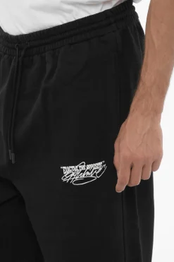Online Joggers in Cotone Garzato con Elastico in Vita Uomo Pantaloni