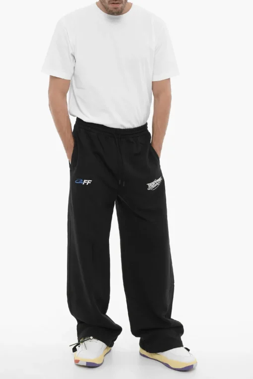 Online Joggers in Cotone Garzato con Elastico in Vita Uomo Pantaloni