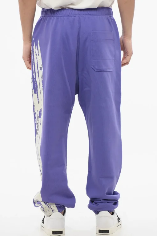 Online Joggers in Cotone Garzato con Logo in Applicazione Uomo Pantaloni