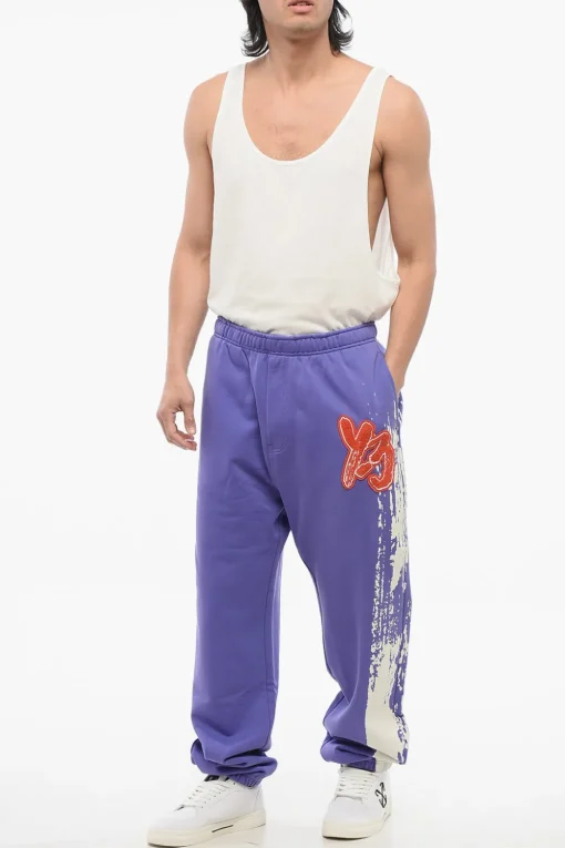Online Joggers in Cotone Garzato con Logo in Applicazione Uomo Pantaloni