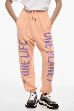 Best Joggers in Cotone Leggero 2 Tasche con Stampa Laterale Donna Pantaloni