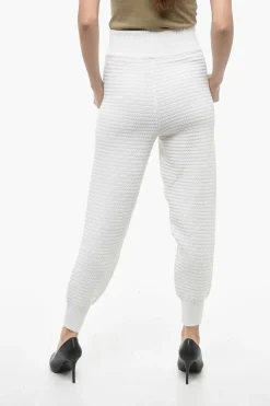 Sale Joggers In Maglia Di Cotone A Vita Alta Donna Pantaloni