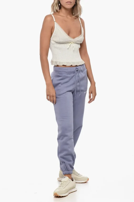 Sale Joggers in Misto Cotone Felpato con Polsini Donna Pantaloni