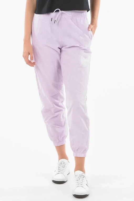 Fashion Joggers in Nylon a Tinta Unita Loose Fit Donna Pantaloni
