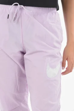 Fashion Joggers in Nylon a Tinta Unita Loose Fit Donna Pantaloni