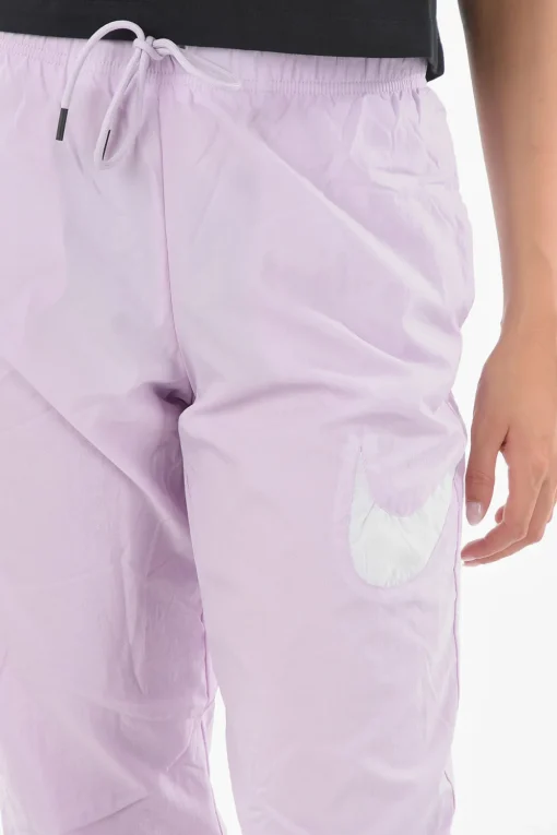 Fashion Joggers in Nylon a Tinta Unita Loose Fit Donna Pantaloni