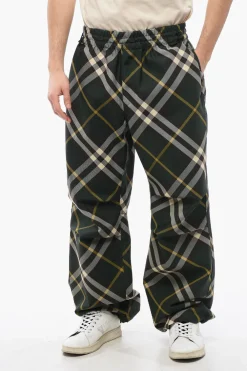 Best Joggers in Nylon Motivo Tartan con Coulisse alla Caviglia Uomo Pantaloni