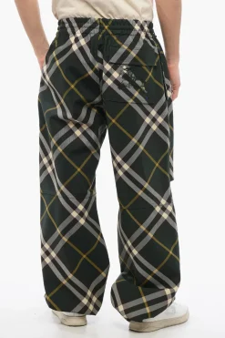 Best Joggers in Nylon Motivo Tartan con Coulisse alla Caviglia Uomo Pantaloni