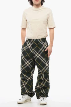 Best Joggers in Nylon Motivo Tartan con Coulisse alla Caviglia Uomo Pantaloni