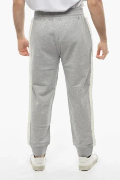 Clearance Joggers Loose Fit in Cotone con Bande Laterali in Maglia Uomo Pantaloni