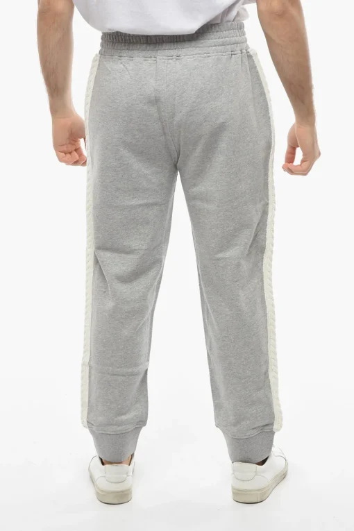 Clearance Joggers Loose Fit in Cotone con Bande Laterali in Maglia Uomo Pantaloni