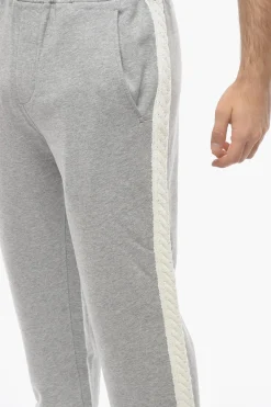 Clearance Joggers Loose Fit in Cotone con Bande Laterali in Maglia Uomo Pantaloni