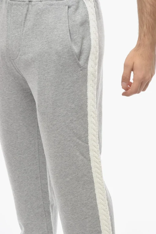 Clearance Joggers Loose Fit in Cotone con Bande Laterali in Maglia Uomo Pantaloni