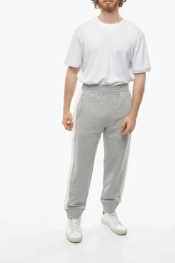 Clearance Joggers Loose Fit in Cotone con Bande Laterali in Maglia Uomo Pantaloni