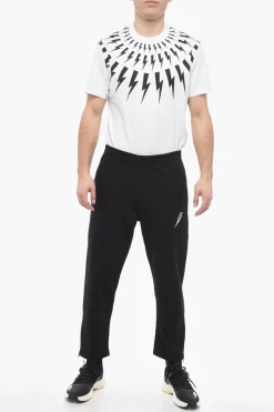 New Joggers Loose Fit in Misto Cotone con zip Alla Caviglia Uomo Pantaloni