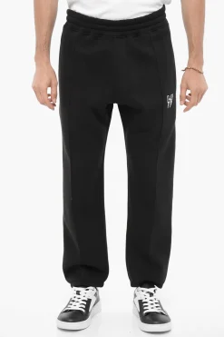 Sale Joggers Loose Fit in Misto Cotone Felpato con Ricamo Thunderbolts Uomo Pantaloni
