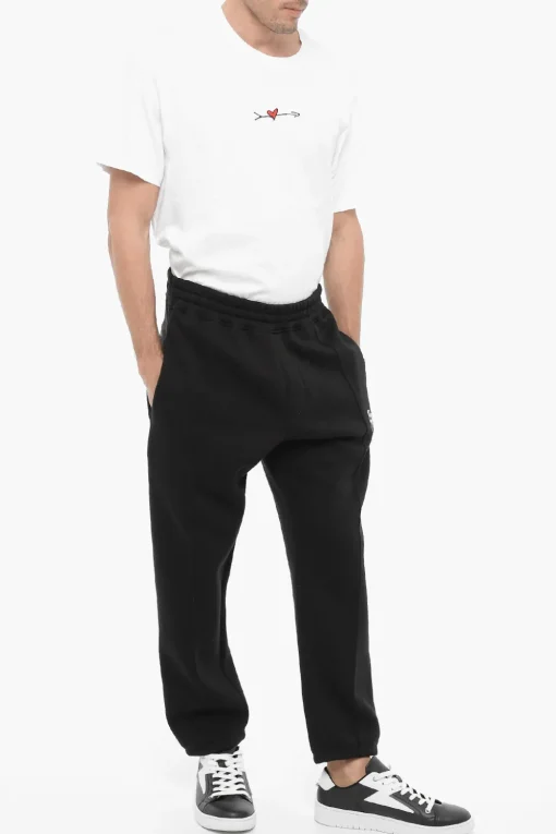 Sale Joggers Loose Fit in Misto Cotone Felpato con Ricamo Thunderbolts Uomo Pantaloni