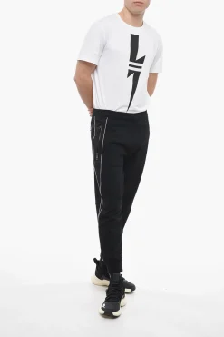 Hot Joggers THINDERBOLT in Jersey con Dettagli Laterali Jacquard Uomo Pantaloni