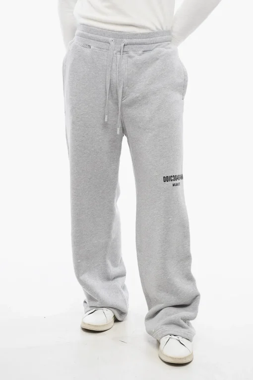 Discount Joggers Wide-Leg Effetto Distressed con Stampa Uomo Pantaloni