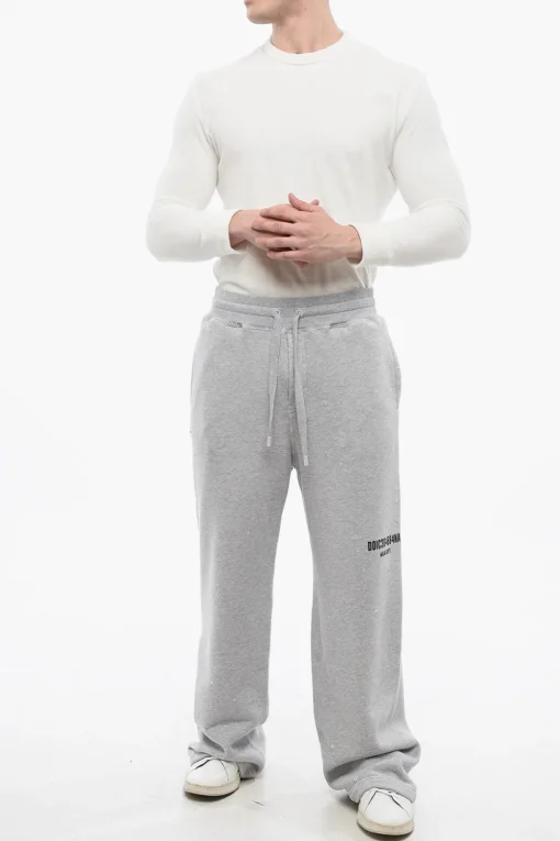 Discount Joggers Wide-Leg Effetto Distressed con Stampa Uomo Pantaloni